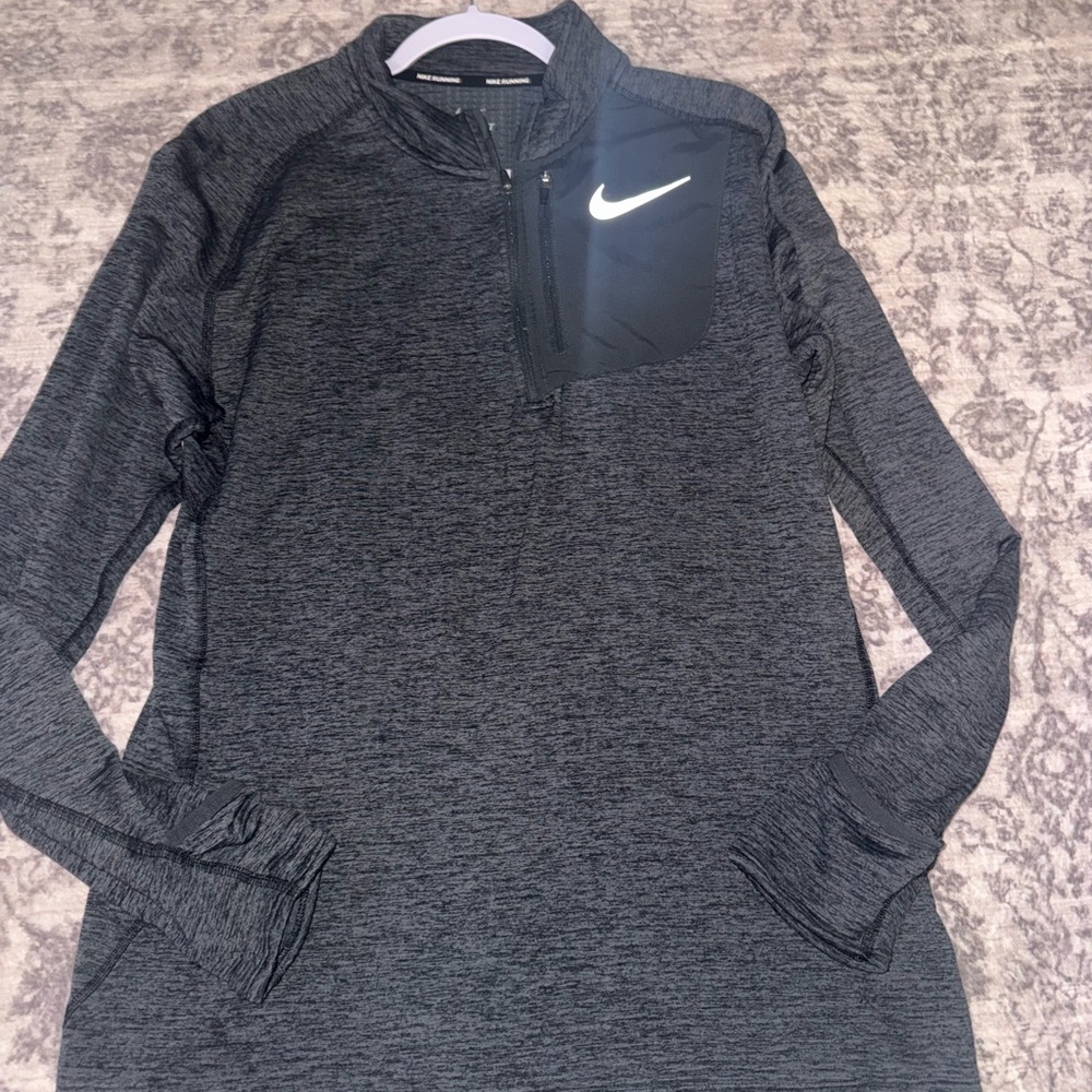Nike Gray Quarter-Zip running top large
